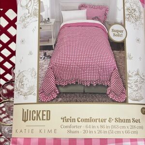 Katie K Pink Gingham Comforter & Sham Set